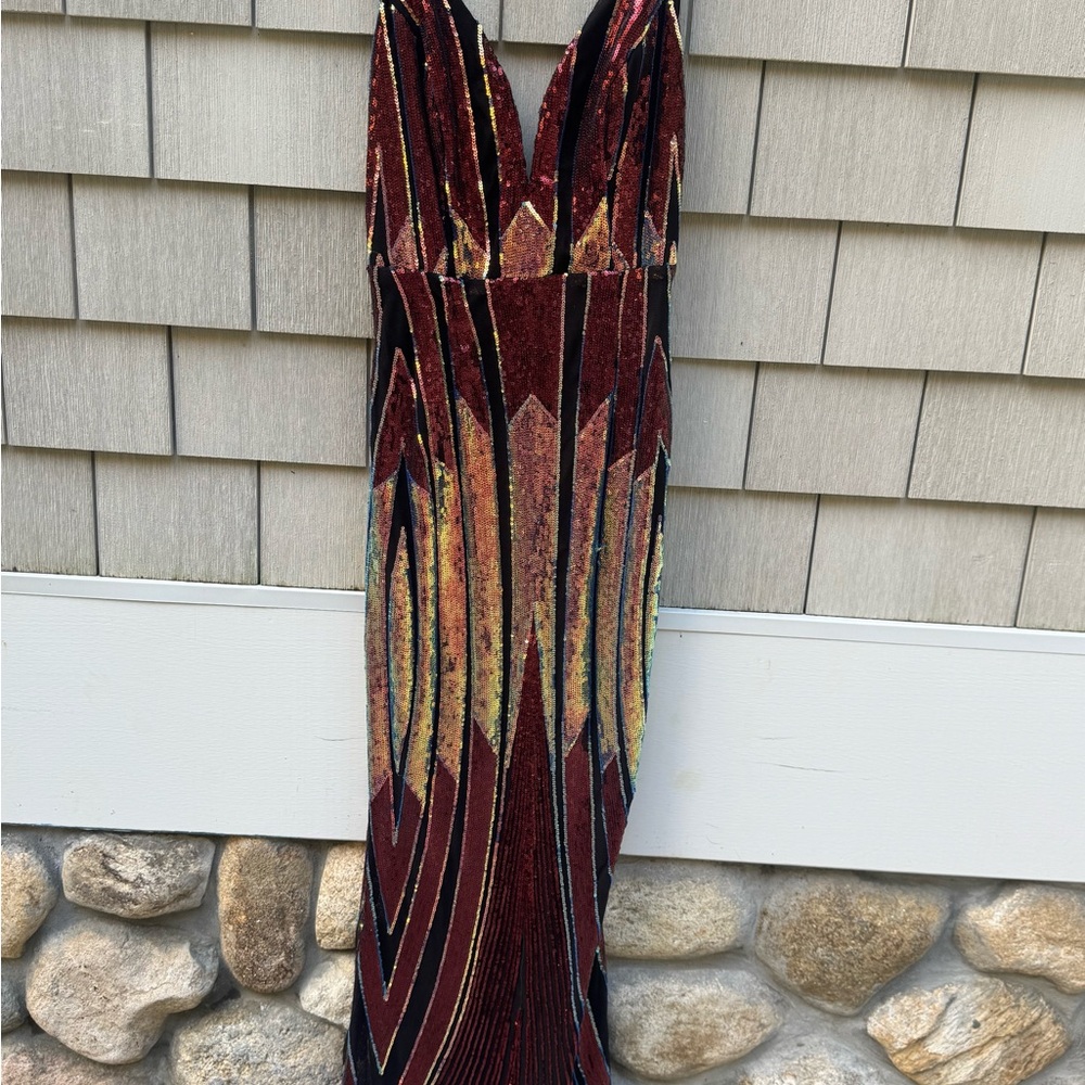 Elegant Multicolor Geometric Maxi Dress - Picture 4 of 5
